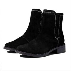 Clarks Black Suede Ankle Booties